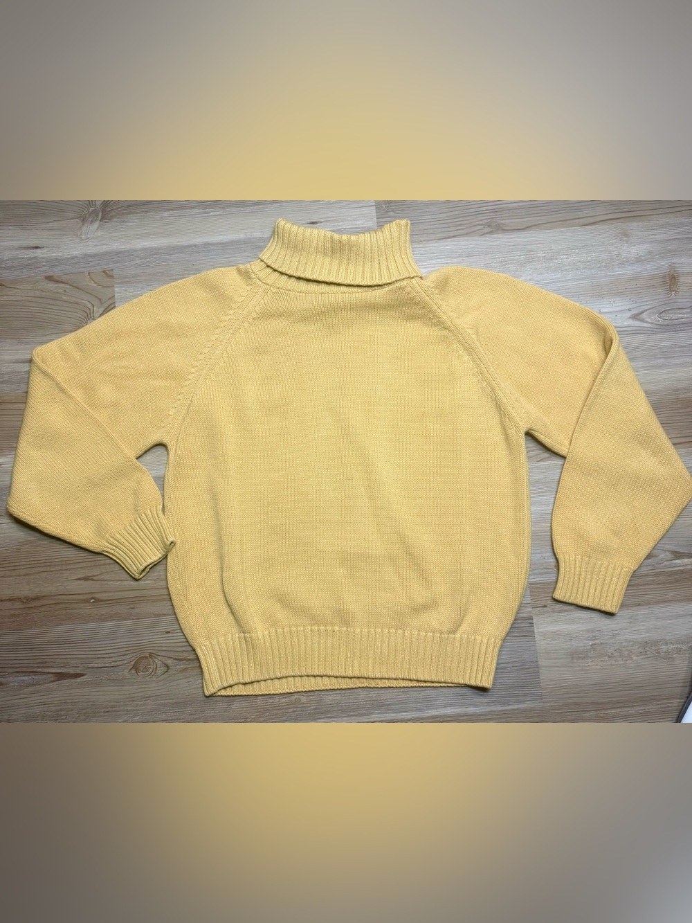 Vintage Lands' End Mustard Yellow Turtleneck Sweater 100% cotton